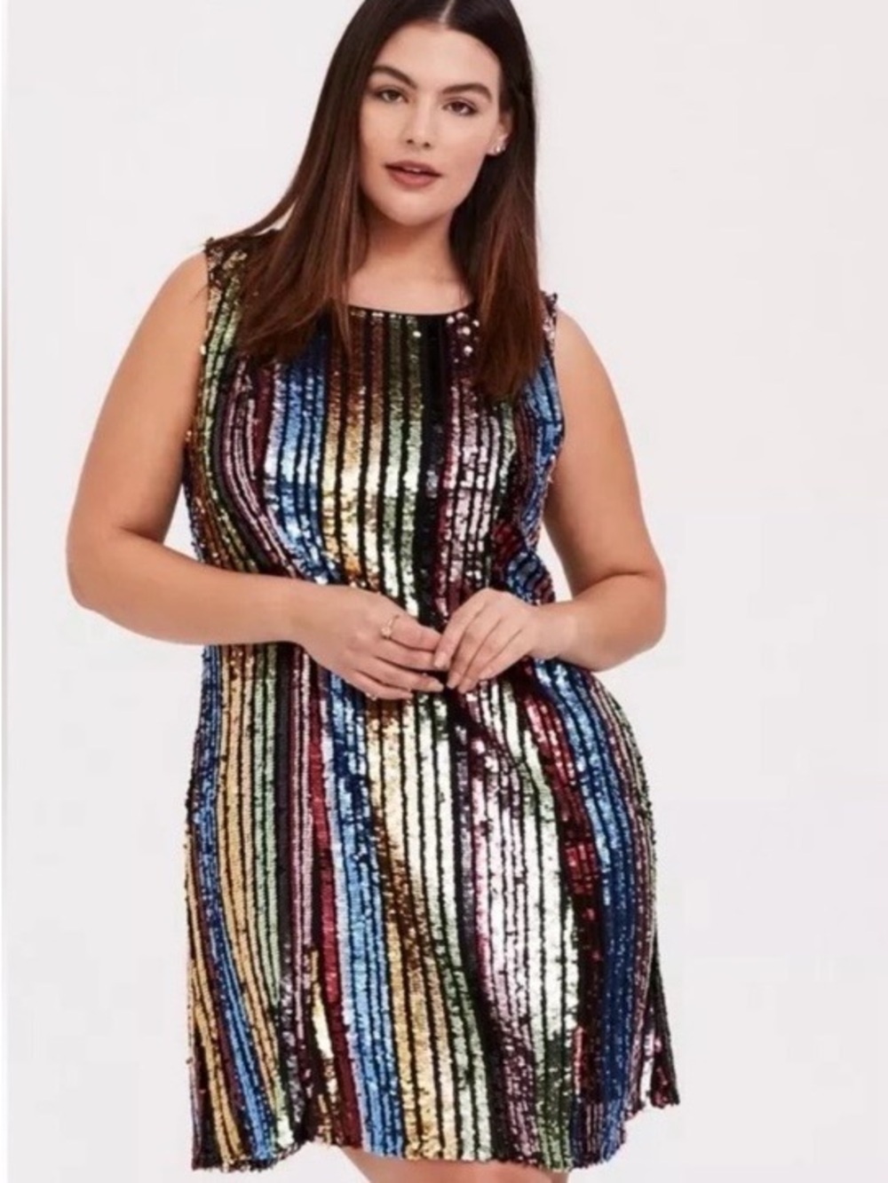 Torrid Multicolor Sequin Stripe Dress - Size 00 - Large - 10/12 - EUC!